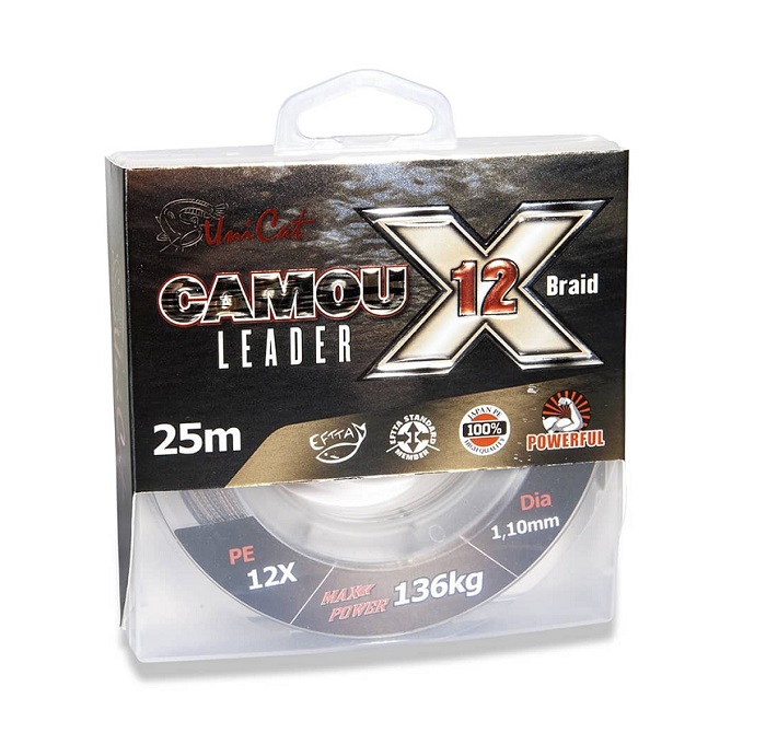 Поводковые материалы UNI CAT CAMOU 12-X Leader - 25m / 1.10mm / 136kg Поводковые материалы UNI CAT CAMOU 12-X Leader - 25m / 1.10mm / 136kg