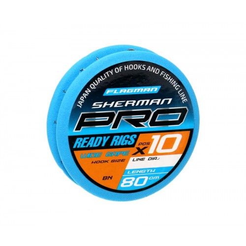 Готовые поводки Flagman SHERMAN PRO WIDE GAPE READY RIG 0,105mm,#16,80cm