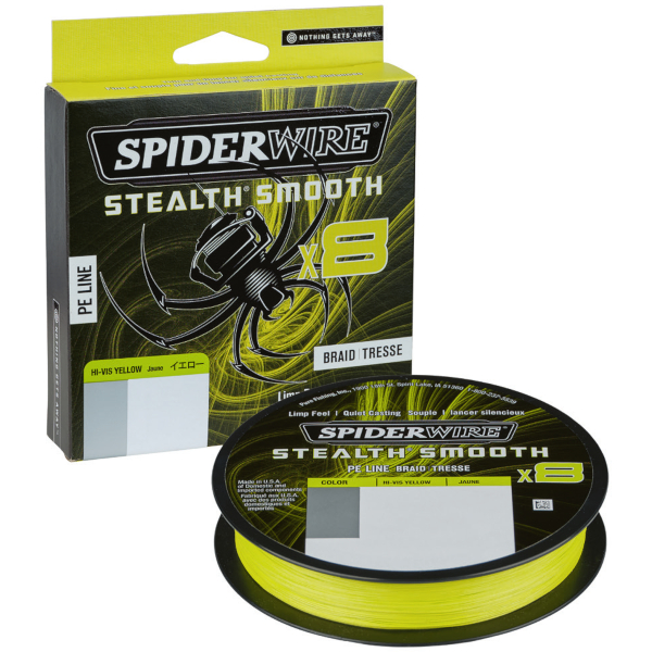 Леска плетеная SPIDER WIRE® STEALTH® SMOOTH X8 PE BRAID - 0.39mm / 150m / 46.3kg - HI VIS YELLOW Леска плетеная SPIDER WIRE® STEALTH® SMOOTH X8 PE BRAID - 0.39mm / 150m / 46.3kg - HI VIS YELLOW
