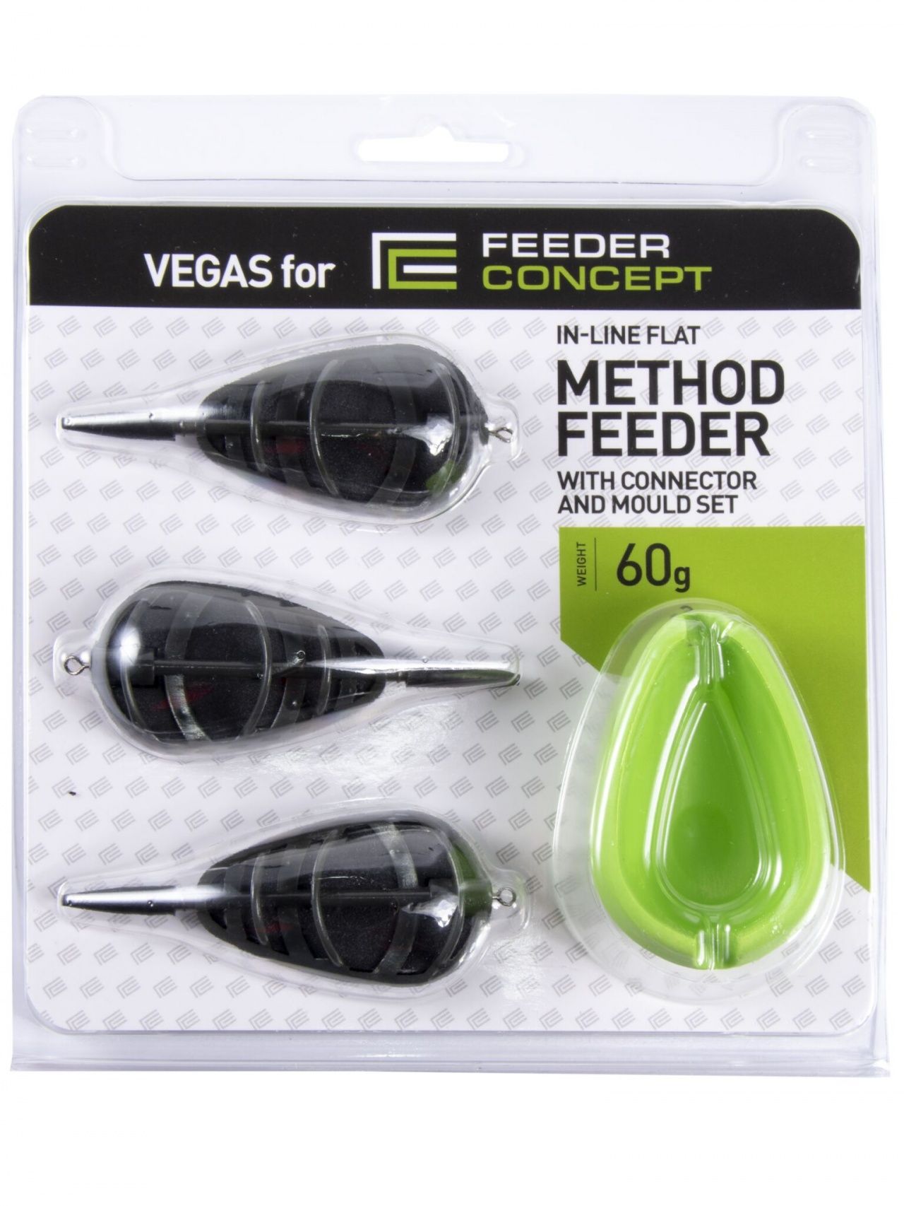 Набор фидерных кормушек FC Vegas Flat METHOD 60г 3шт. и уплотнитель Набор фидерных кормушек FC Vegas Flat METHOD 60г 3шт. и уплотнитель