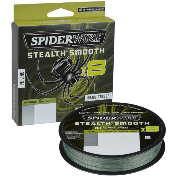 Леска плетеная SPIDER WIRE® STEALTH® SMOOTH X8 PE BRAID - 0.19mm / 150m / 18kg - MOSS GREEN Леска плетеная SPIDER WIRE® STEALTH® SMOOTH X8 PE BRAID - 0.19mm / 150m / 18kg - MOSS GREEN