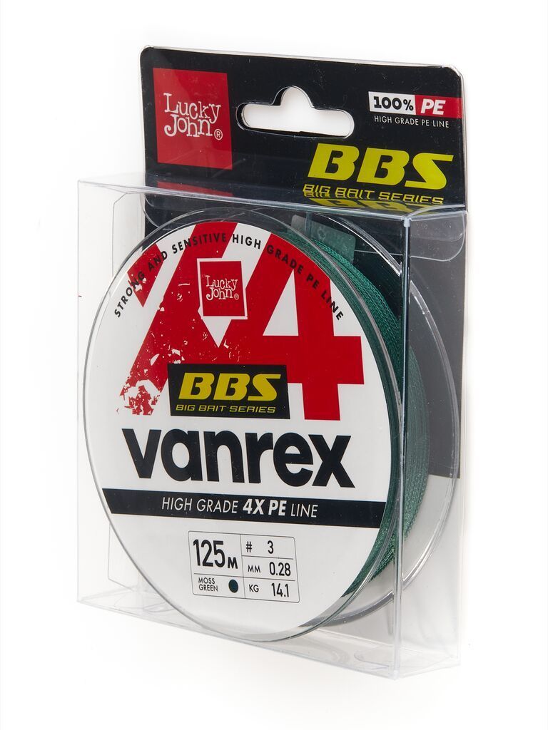 Леска плетёная Lucky John Vanrex BBS х4 BRAID Moss Green 125/028 Леска плетёная Lucky John Vanrex BBS х4 BRAID Moss Green 125/028