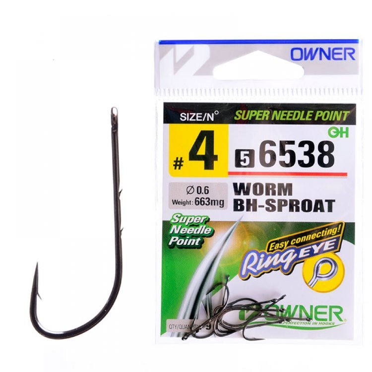 Крючок Owner 56538 Worm BH-Sproat №12 уп.10шт