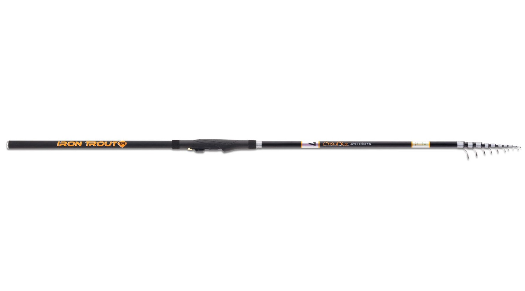 Удилище форелевое телескопическое IRON TROUT CHAKKA Tele Pro - №7 / 4.50m / 15-28g. Фото N2 Удилище форелевое телескопическое IRON TROUT CHAKKA Tele Pro - №7 / 4.50m / 15-28g. Фото N2