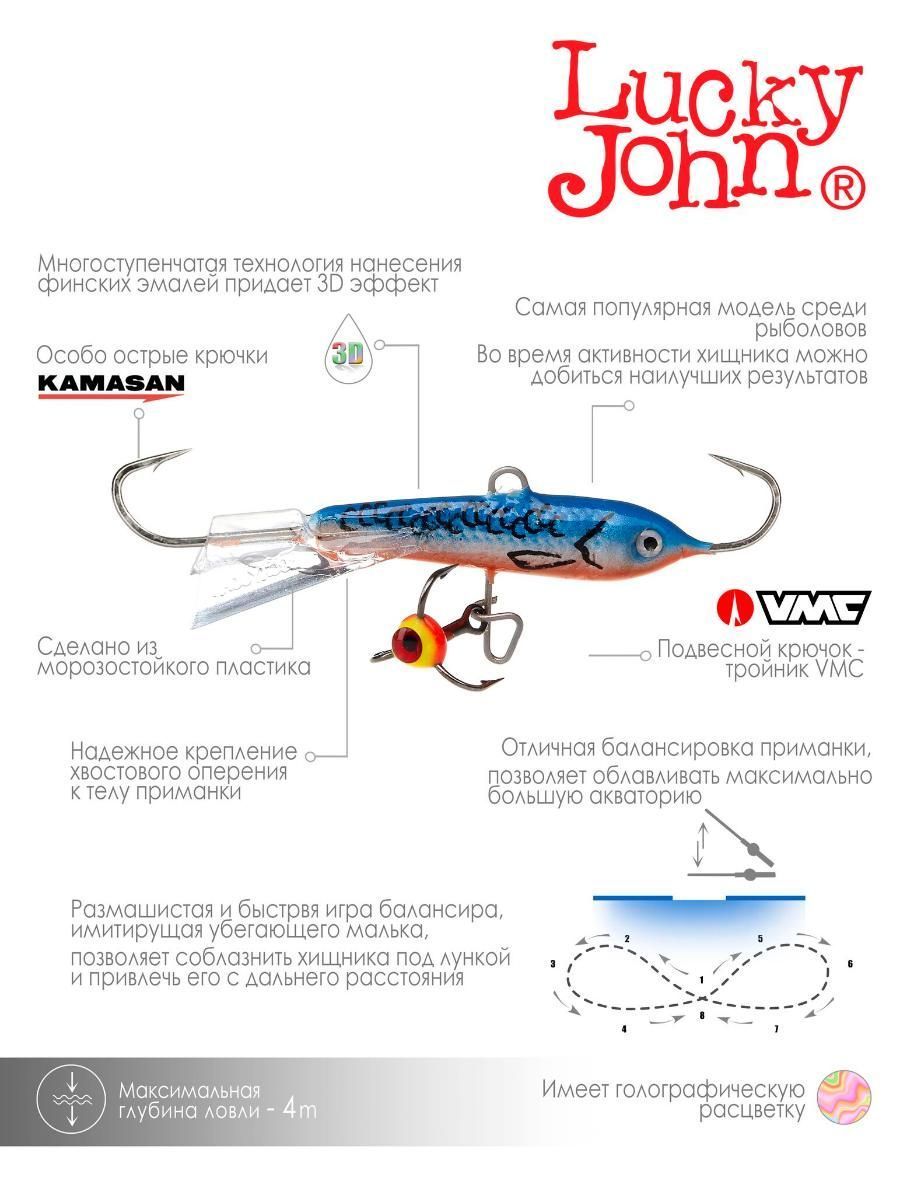 Балансир Lucky John CLASSIC 4 + тр. 40мм/45H блистер. Фото N3 Балансир Lucky John CLASSIC 4 + тр. 40мм/45H блистер. Фото N3