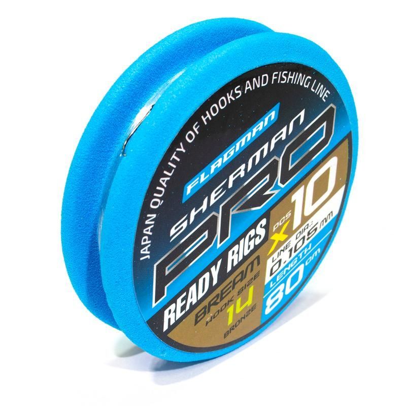 Готовые поводки Flagman SHERMAN PRO BREAM READY RIG 0,105mm, №14, 80cm