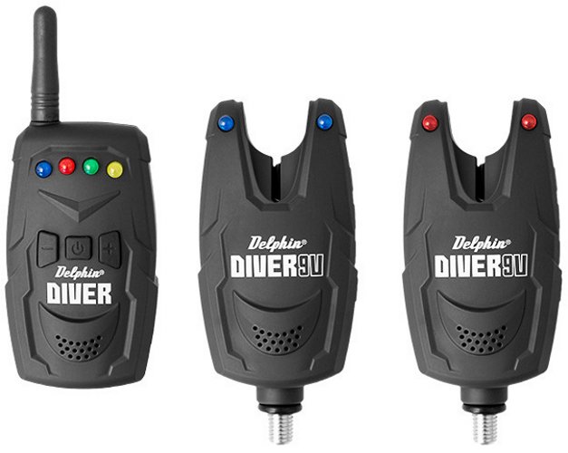 Комплект сигнализаторов поклевки Delphin DIVER Bite Alarm Set 2+1 Комплект сигнализаторов поклевки Delphin DIVER Bite Alarm Set 2+1