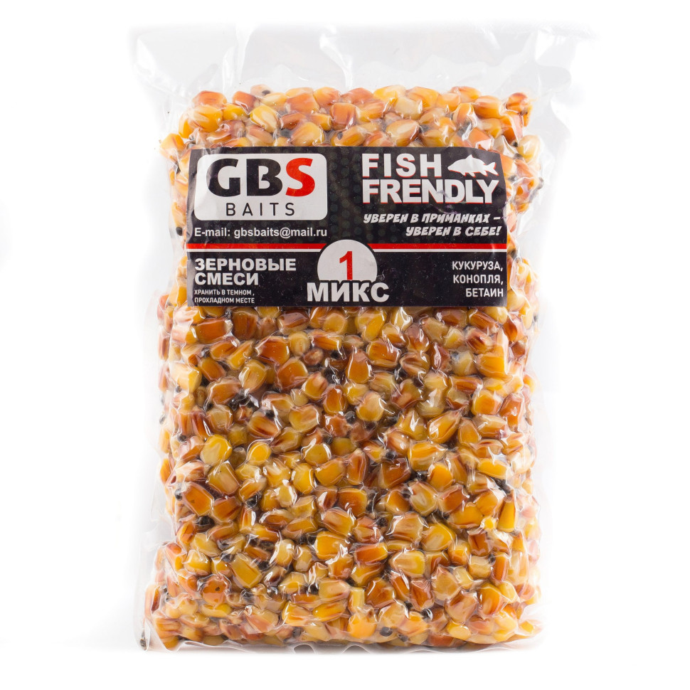 Зерновая смесь GBS Mix-1 кукуруза конопля бетаин 1кг Зерновая смесь GBS Mix-1 кукуруза конопля бетаин 1кг