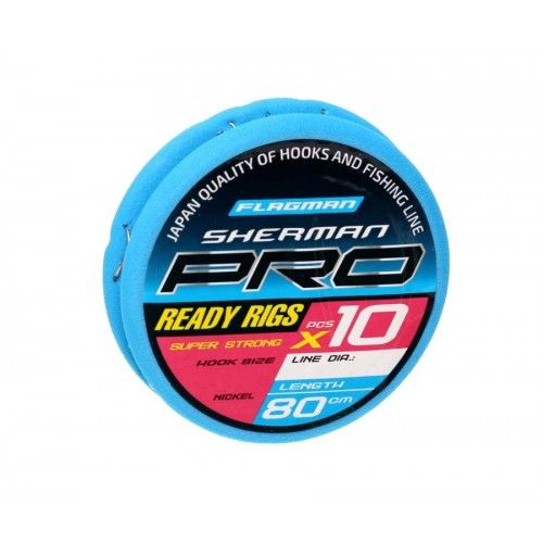 Готовые поводки Flagman SHERMAN PRO SUPER STRONG READY RIG 0,128mm,#14,80cm