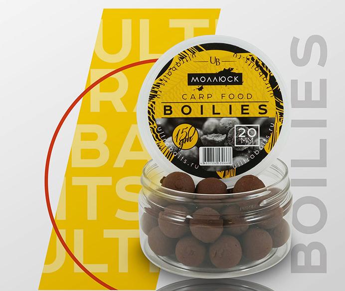 Бойлы насадочные ULTRABAITS (МОЛЛЮСК) 20мм, банка 150 гр Бойлы насадочные ULTRABAITS (МОЛЛЮСК) 20мм, банка 150 гр