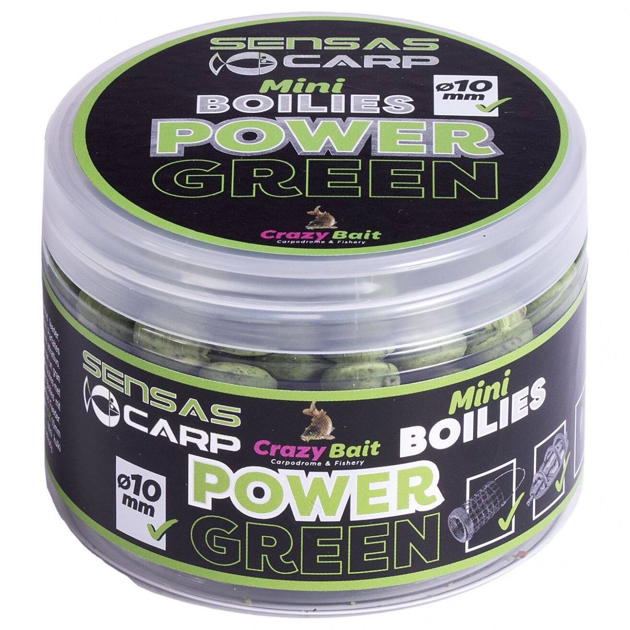 Мини бойлы Sensas Crazy Bait POWER GREEN 10мм 0.08кг Мини бойлы Sensas Crazy Bait POWER GREEN 10мм 0.08кг