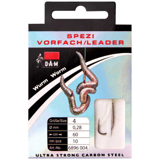 Поводок DAM SPEZI WORM Rig №6 / 0,25mm / 60cm / 10pcs