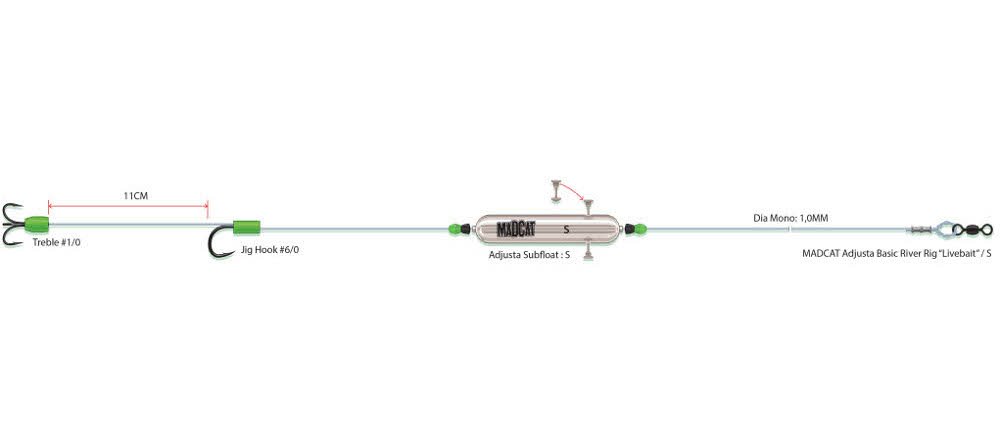 Готовые оснастки на сома MADCAT® ADJUSTA BASIC RIVER RIGS «LIVE BAIT» - S Готовые оснастки на сома MADCAT® ADJUSTA BASIC RIVER RIGS «LIVE BAIT» - S