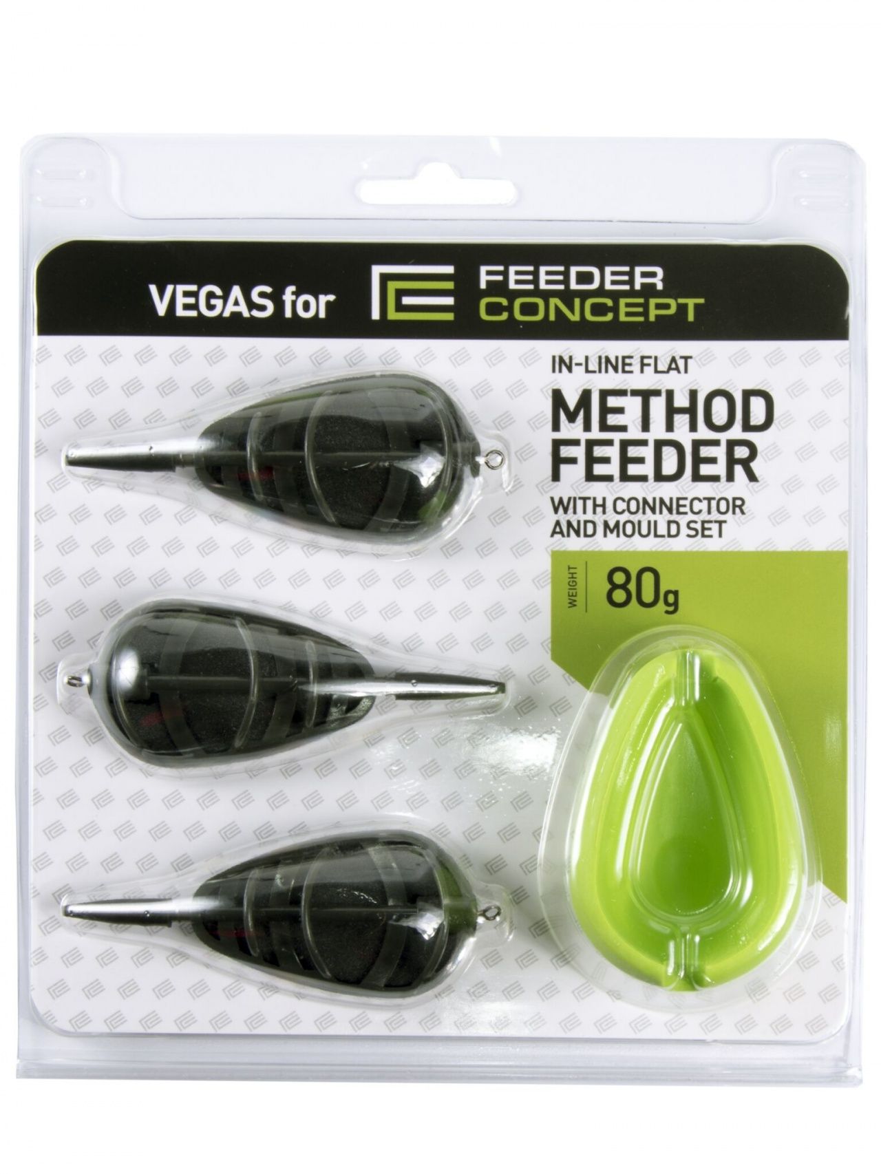 Набор фидерных кормушек FC Vegas Flat METHOD 80г 3шт. и уплотнитель Набор фидерных кормушек FC Vegas Flat METHOD 80г 3шт. и уплотнитель