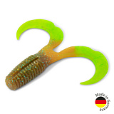 Твистер IRON CLAW Moby Softbaits CURLY ONE Non Toxic / 12cm / Motoroil Chartreuse