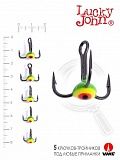 Крючок-тройник для приманок Lucky John 01SET с каплей цвет. 5шт. набор