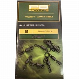 Вертлюг с кольцом и застежкой PB Products Ring Speed Swivel №8 / 8шт.