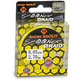Леска плетеная IRON TROUT SPOONER PE Braid - 150m / 0,06mm / 3.8kg - Yellow