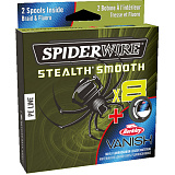Леска плетеная+флуорокарбон SPIDER WIRE® STEALTH® SMOOTH X8 PE BRAID & FLUOROCARBON - 0.09&0.30mm / 150&50m / 7.5&5.0kg - MOSS GREEN/CLEAR