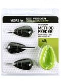 Набор фидерных кормушек FC Vegas Flat METHOD 40г 3шт. и уплотнитель